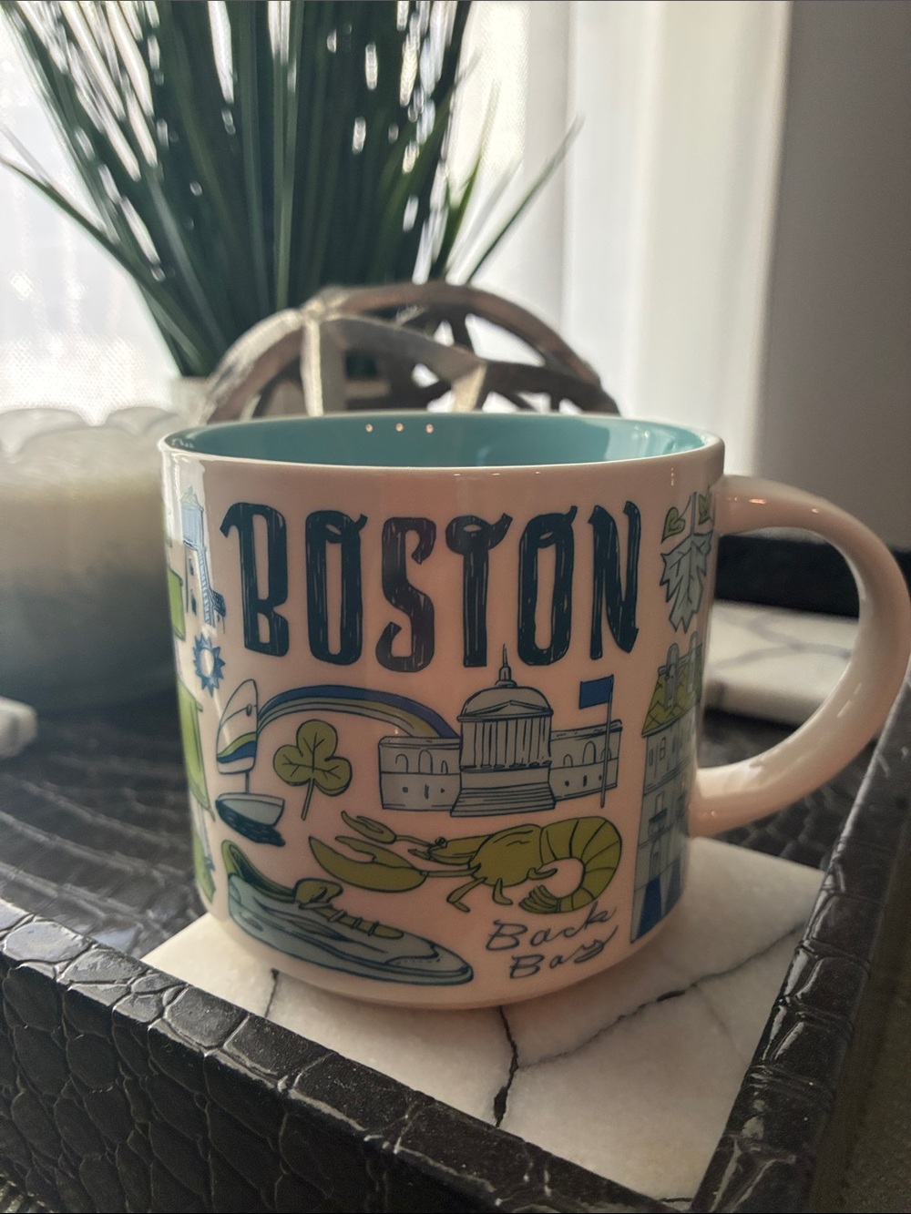 Starbucks Boston Illustrated Mug - White Exterior & Blue Interior